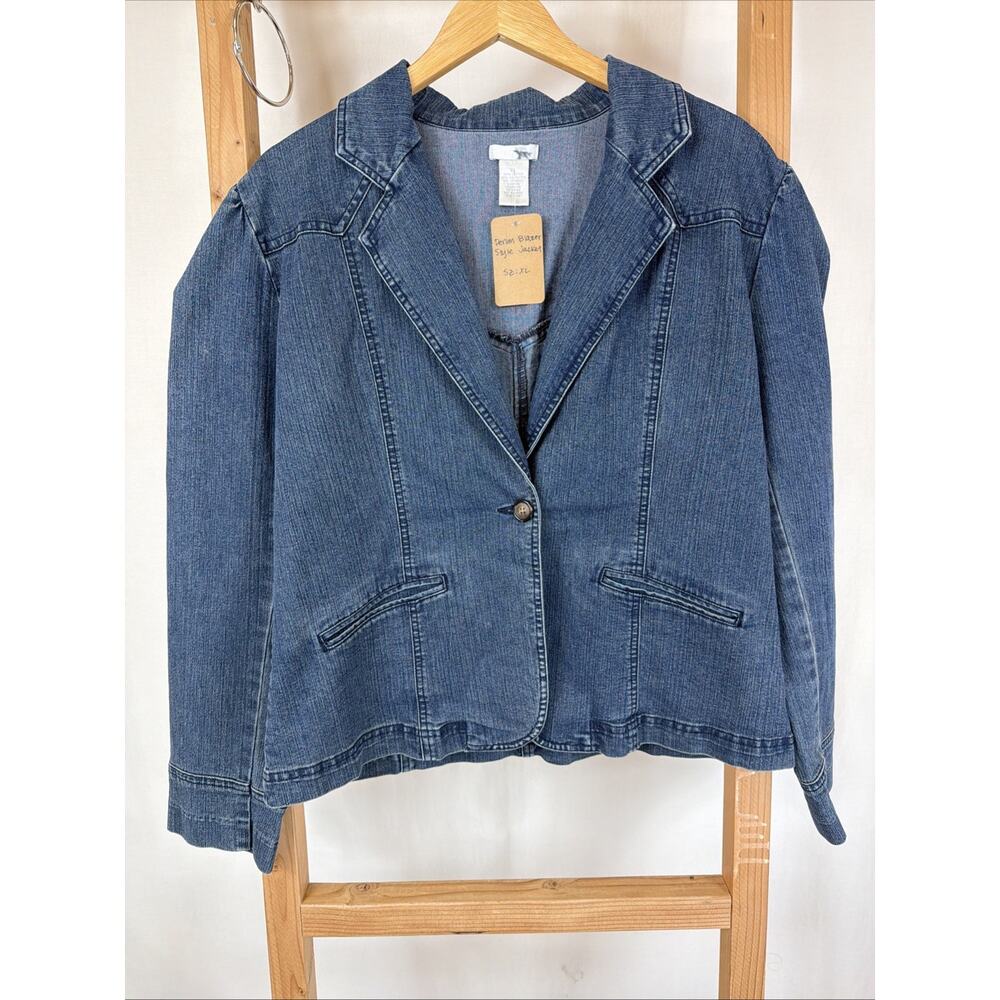 Vintage Y2K GNW Seam Detail Pockets Denim Blazer Jacket #1157 Size XL